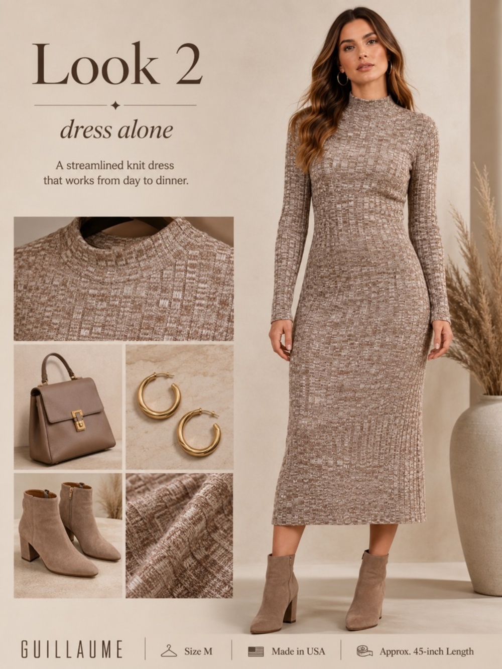 Guillaume - 2 pc Knit Mock Neck Dress + Matching Duster Set - SzM - Picture 3 of 16
